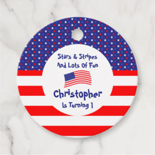 Stars and Stripes 1st Birthday Favour Tags
