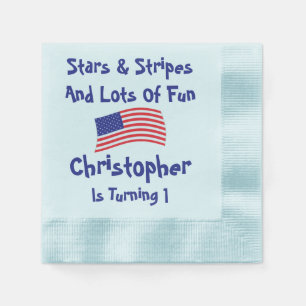 Stars and Stripes 1st Birthday Napkin