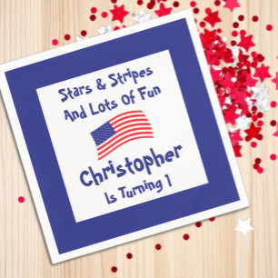 Stars and Stripes 1st Birthday Napkin