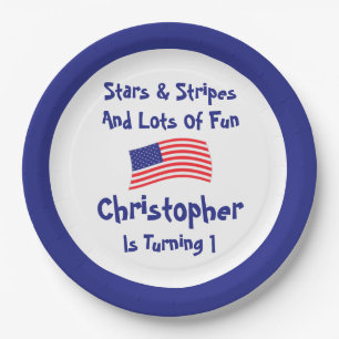 Stars and Stripes 1st Birthday Paper Plate