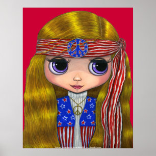 Stars and Stripes 4th of July Hippie Poster