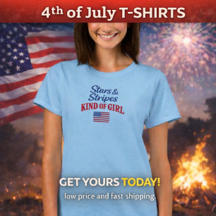 Stars and Stripes   4th of July T-shirt for Her