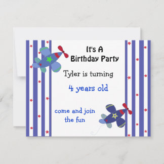 Stars and Stripes Airplane Birthday Invitation