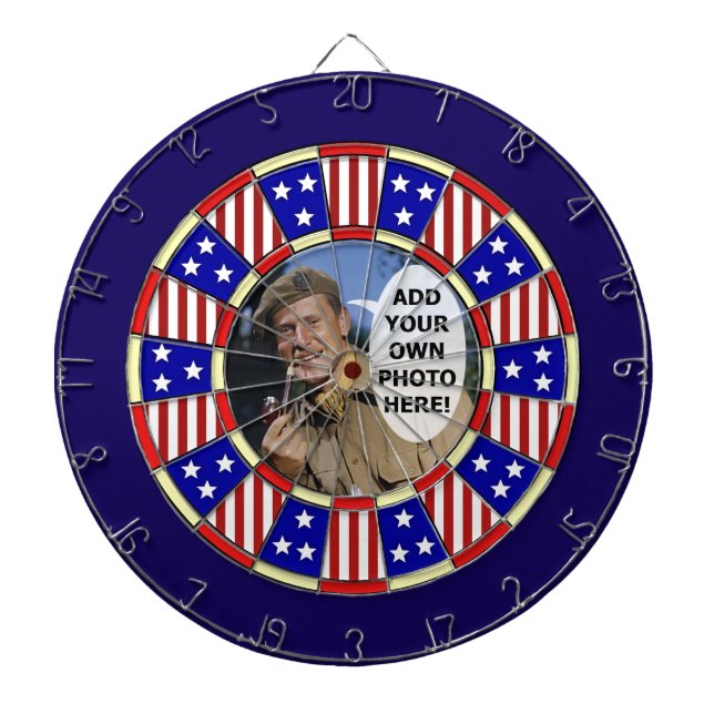 Stars and Stripes American Add Custom Photo Dartboard (Front)