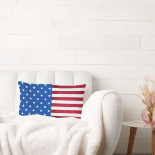 Stars and Stripes-American Flag by Shirley Taylor Lumbar Pillow