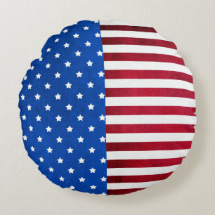 Stars And Stripes-American Flag by Shirley Taylor Round Pillow