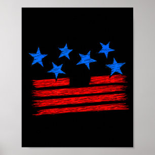 Stars and stripes american flag patriotic 4th of poster