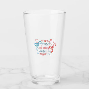 Stars and Stripes and Pearly Whites 4th Of July Glass