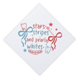 Stars and Stripes and Pearly Whites 4th Of July Graduation Cap Topper