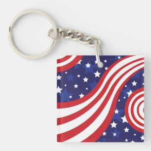 Stars and Stripes Are Waving Keychain