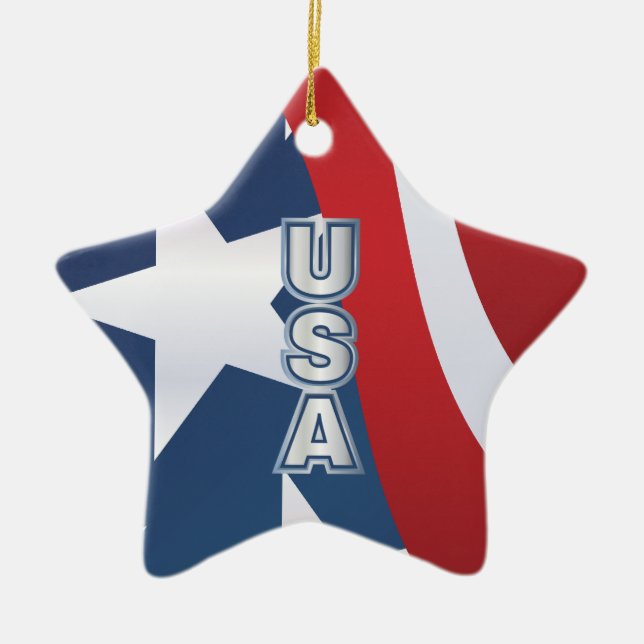 Stars and Stripes Ceramic Ornament (Front)