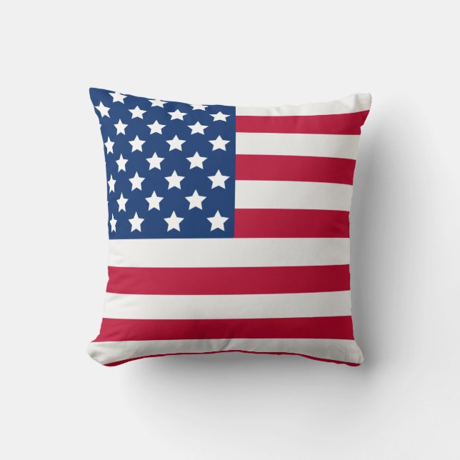 Stars and Stripes Classic Patriotic USA Flag Throw Pillow (Front)
