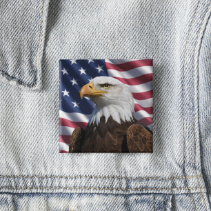 Stars and Stripes Eagle  2 Inch Square Button