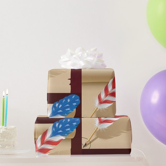 Stars And Stripes Feather Wrapping Paper (Creator Uploaded)