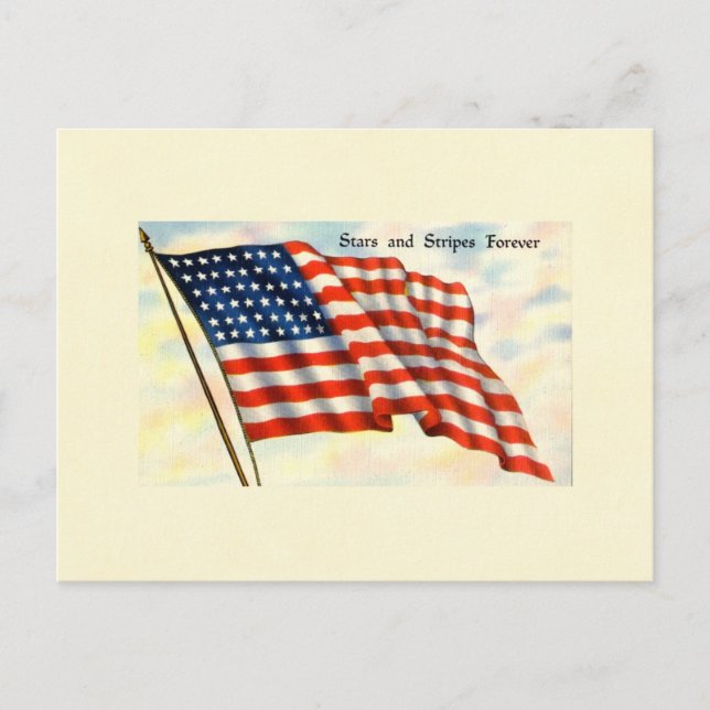 Stars and Stripes Forever July 4th Flag Postcard (Front)