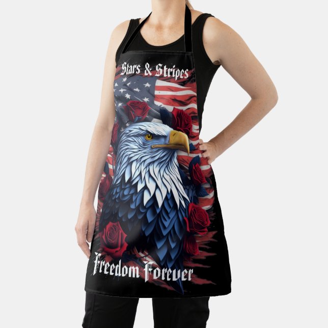 Stars and Stripes Freedom Forever USA Flag Eagle Apron (Insitu)