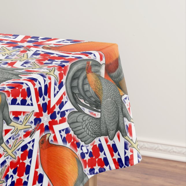 Stars and Stripes Gamefowl Tablecloth (In Situ)