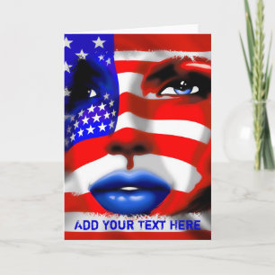 Stars and Stripes Girl's Portrait Greeting Card
