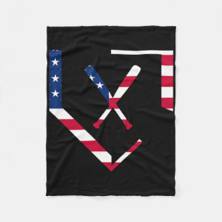Stars And Stripes Home Plate Baseball Bats America Fleece Blanket