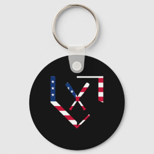 Stars And Stripes Home Plate Baseball Bats America Keychain