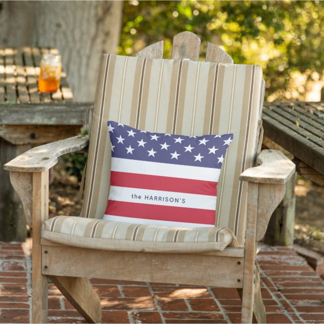 Stars and Stripes Independence Day 4th Of July Outdoor Pillow (Chair)