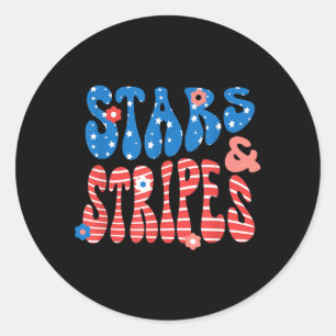 Stars and Stripes Independence Day Patriotic USA Classic Round Sticker