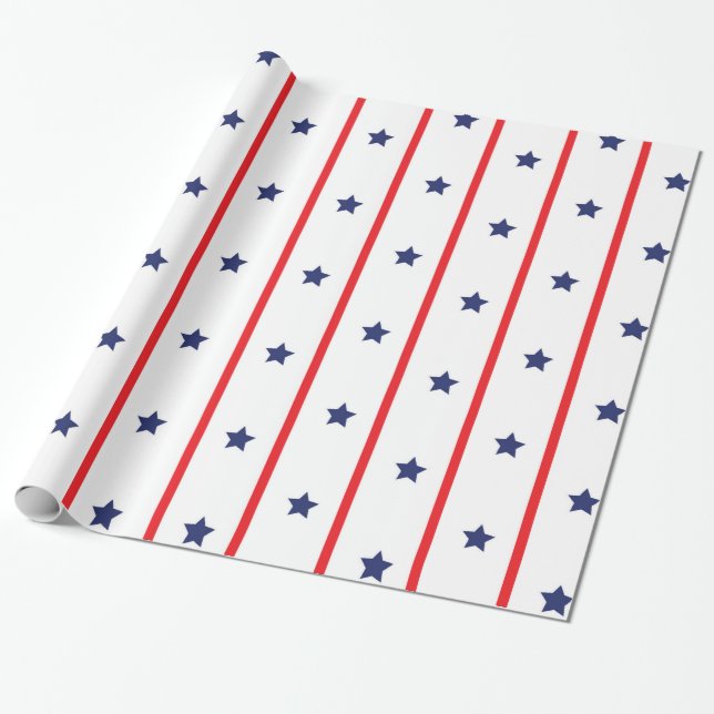 Stars and Stripes Independence Day Wrapping Paper (Unrolled)