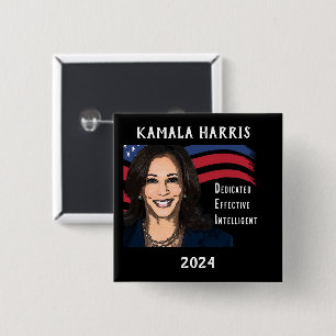 Stars and Stripes Kamala Harris for President 2024 2 Inch Square Button
