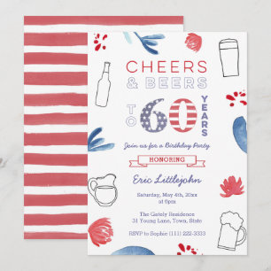 Stars and Stripes Male 60th Birthday Party Invitation
