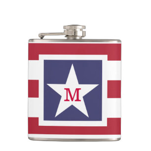 Stars and Stripes Monogram Stylized Hip Flask