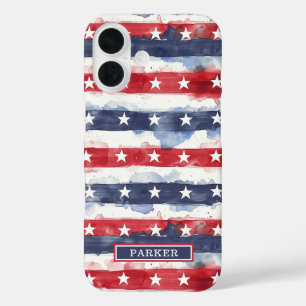 Stars and Stripes Monogrammed iPhone 16 Case