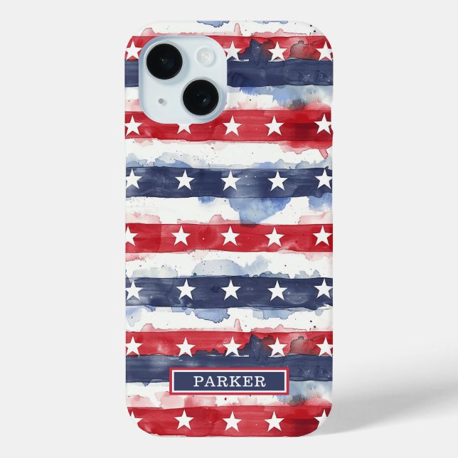 Stars and Stripes Monogrammed Case-Mate iPhone Case (Back)