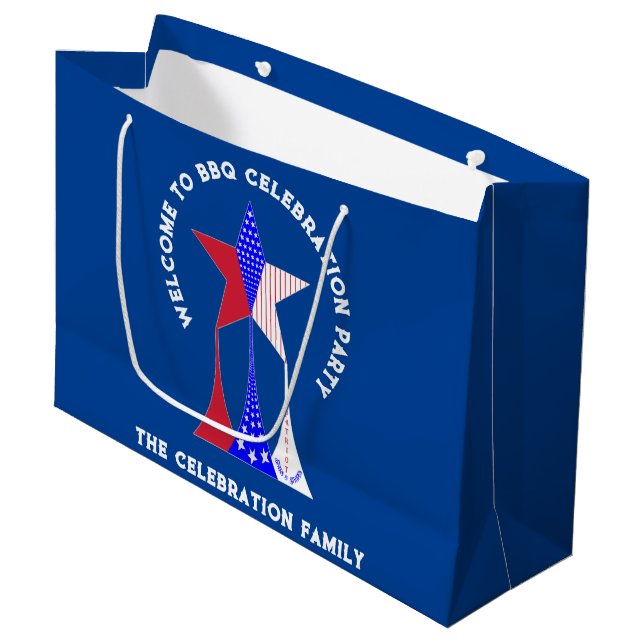 Stars and Stripes Patriot Large Gift Bag (Front Angled)