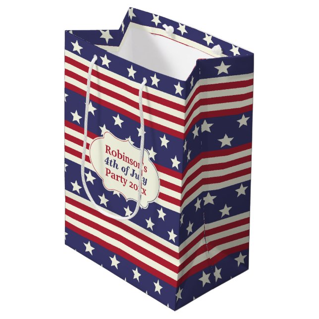 Stars and Stripes Patriotic American Flag | Custom Medium Gift Bag (Front Angled)