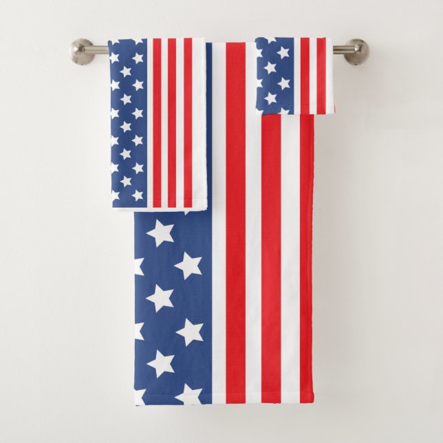 Stars and Stripes Patriotic Bath Towel Set (Insitu)