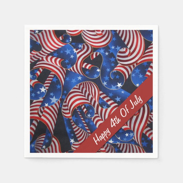 Stars and Stripes Patriotic Curls Napkins (Front)