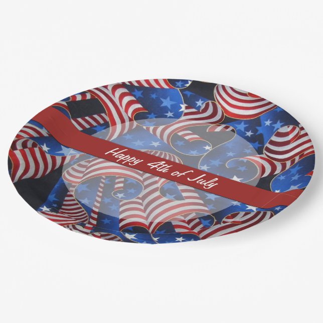 Stars and Stripes Patriotic Curls Paper Plates (Angled)