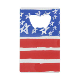 Stars and Stripes, Patriotic, July 4th Credit Card Bottle Opener