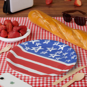 Stars and Stripes, Patriotic, July 4th Paper Plate