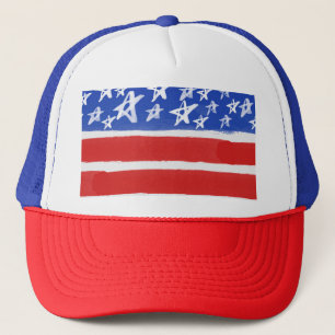 Stars and Stripes, Patriotic, July 4th Square Trucker Hat