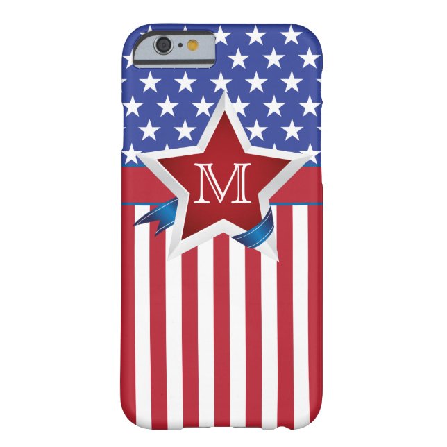 Stars and Stripes Patriotic Monogram Case-Mate iPhone Case (Back)