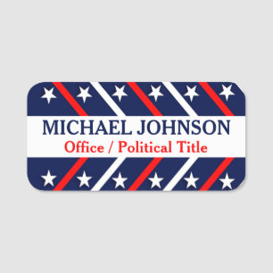 Stars And Stripes Patriotic Political Campaign  Name Tag