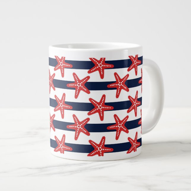 Stars And Stripes Pattern Large Coffee Mug (Front Right)