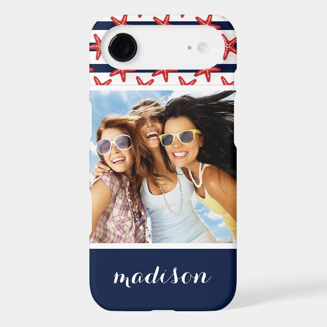 Stars And Stripes Pattern | Your Photo & Name Case-Mate iPhone Case (Back)
