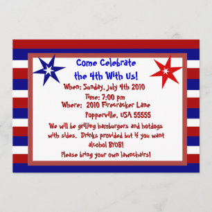 Stars and Stripes Personalized Fourth of July Invitation