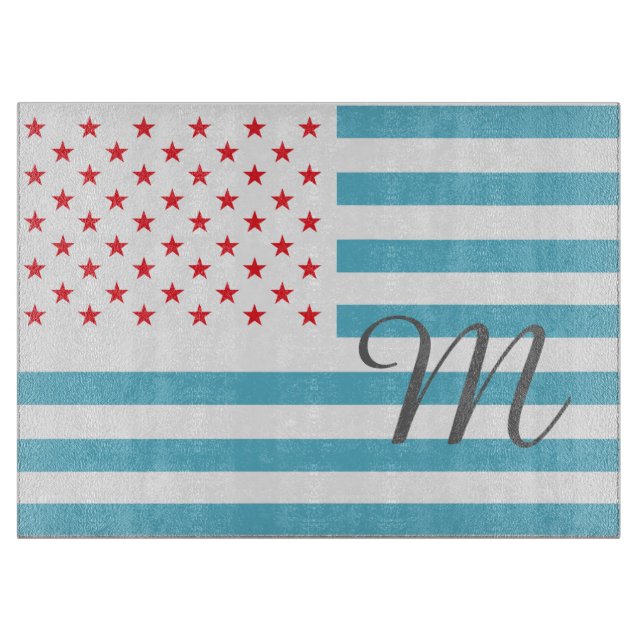 Stars and Stripes personalized monogram Cutting Board (Front)