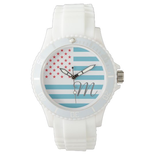 Stars and Stripes personalized monogram Watch
