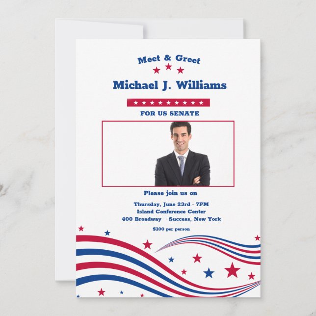 Stars and Stripes Photo Fundraiser Invitation (Front)