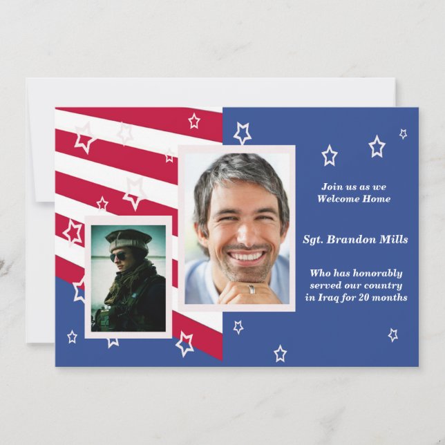 Stars and Stripes Photo Patriotic Party Invitation (Front)