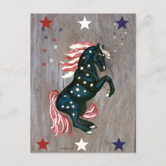 Stars and Stripes Rearing Stallion Postcard